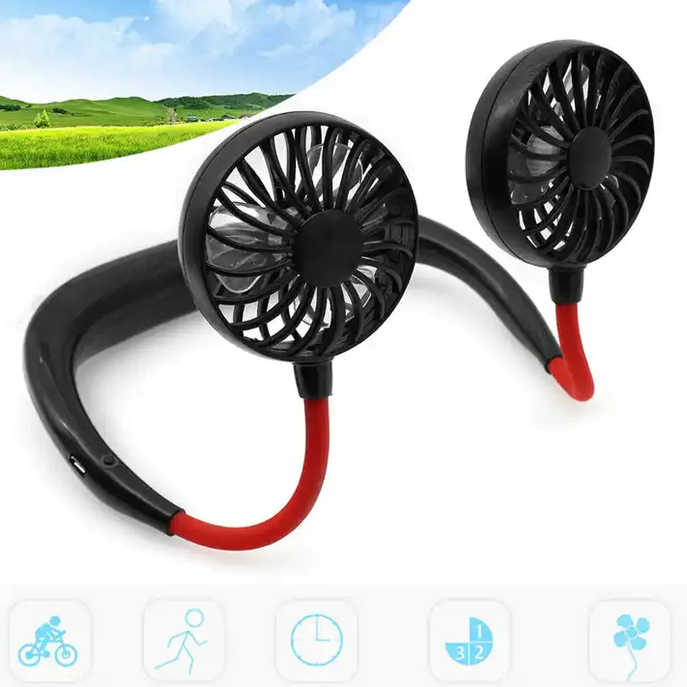 Dual Head Neck Fan | Wearable Hands-Free Fan