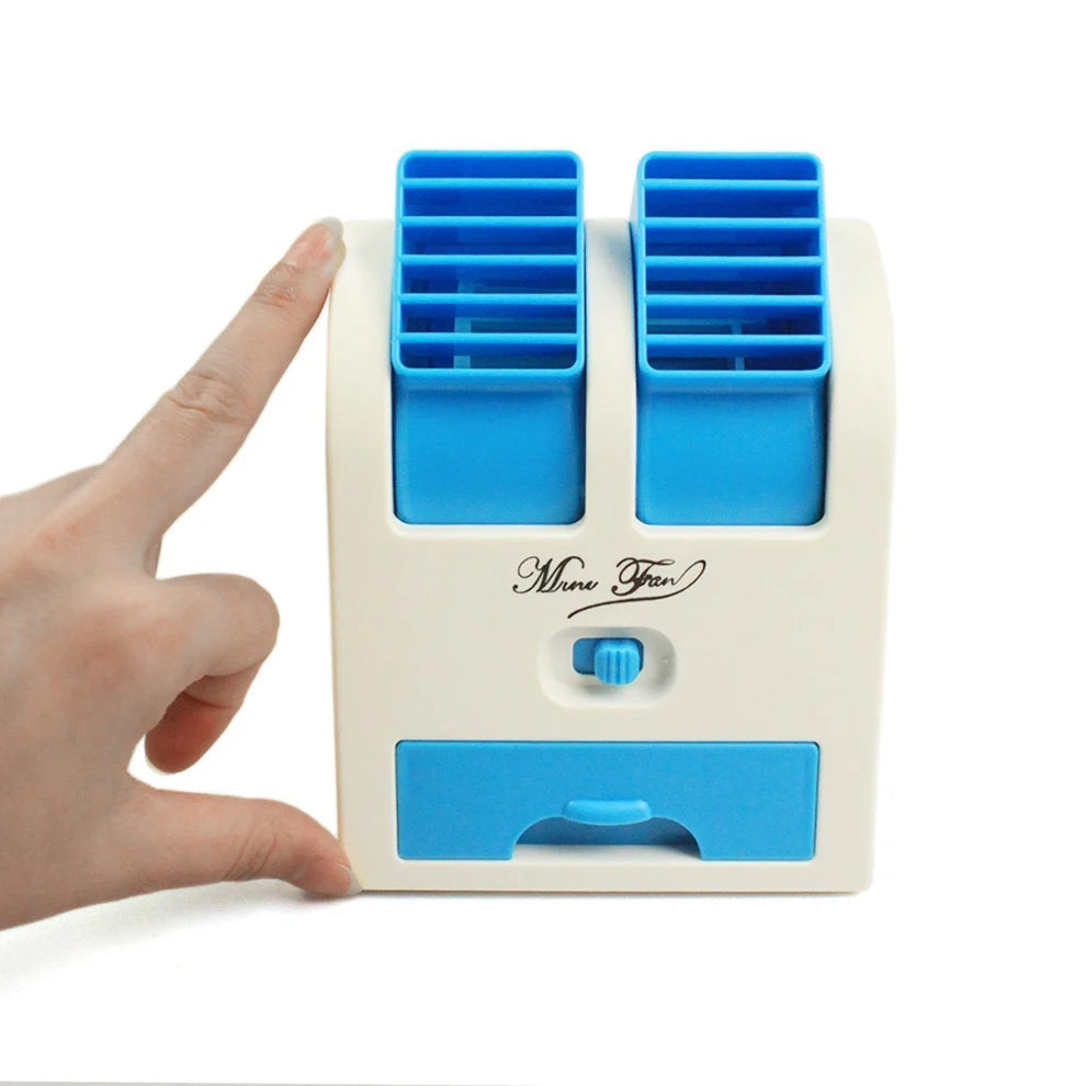 Mini Bladeless Air Cooler | Dual Outlet Desktop Fan