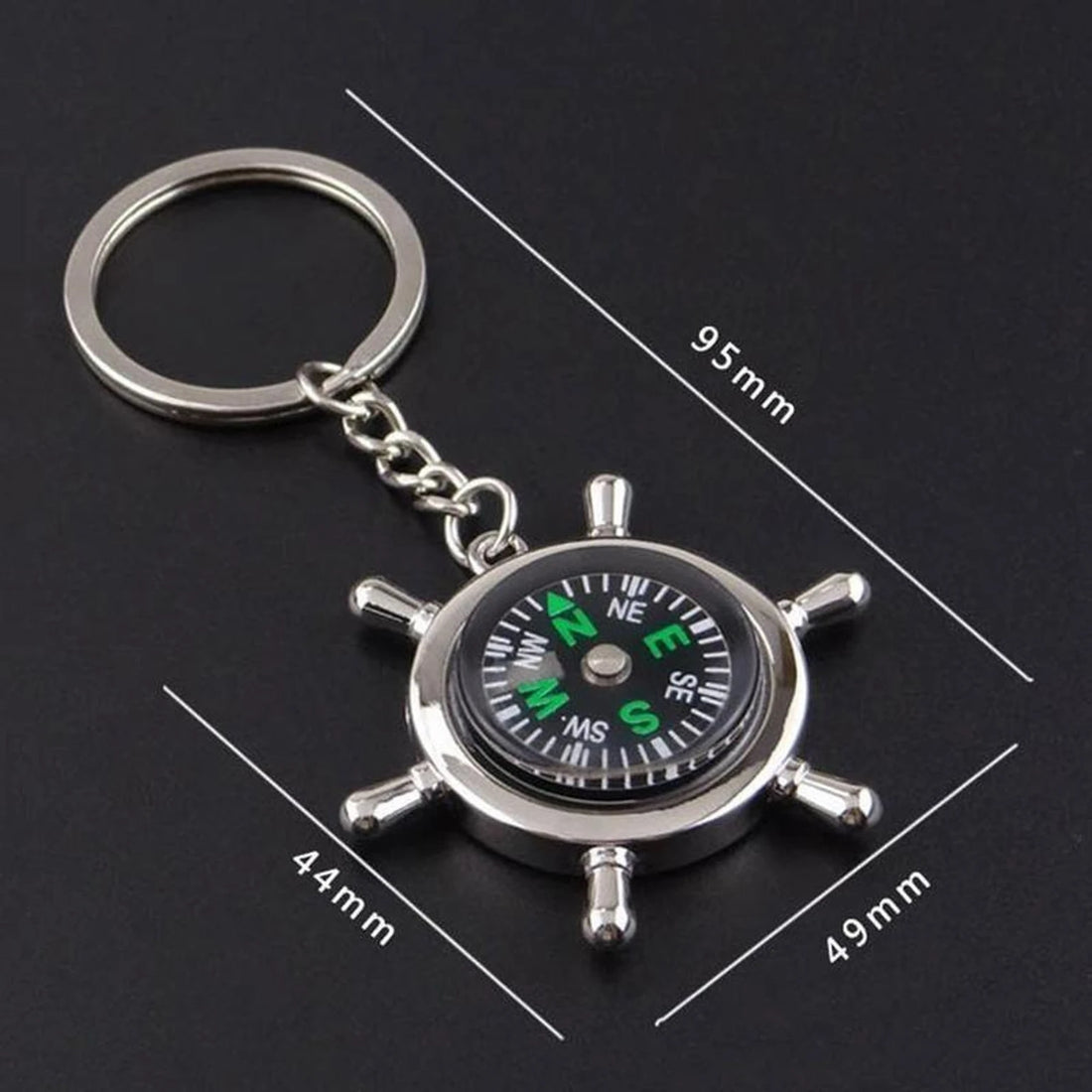 Ship Wheel Compass Keychain – Nautical Design